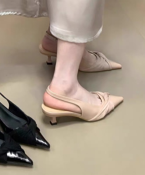 Lace Ladies（レースレディース）の「異素材 ツイスト バックストラップ ヒール パンプス（パンプス・レディース・ベージュ/ブラック・25cm/24.5cm/24cm/23.5cm/23cm/22.5cm）」の13枚目の写真