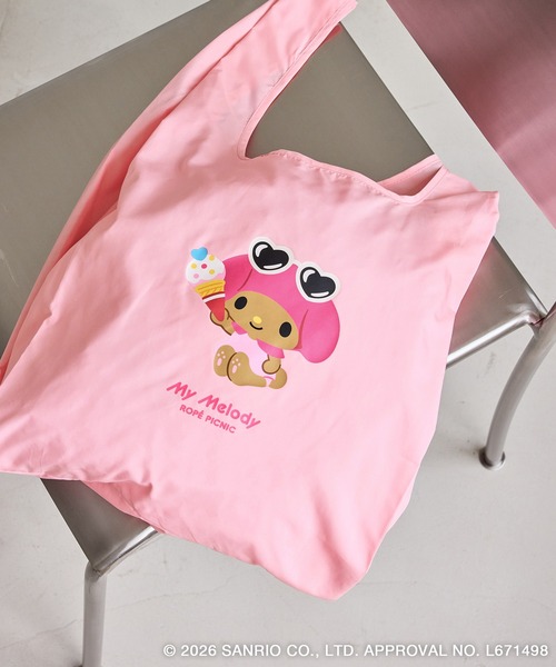 ハローキティコラボ（ハローキティコラボ）の「【サンリオキャラクターズ×ROPE' PICNIC】日焼けデザイン 折りたたみエコトートバッグ（エコバッグ/サブバッグ・レディース・ピンク系その他/ライトグリーン/イエロー系その他/ピンク/ラベンダー/サックスブルー・FREE）」の6枚目の写真