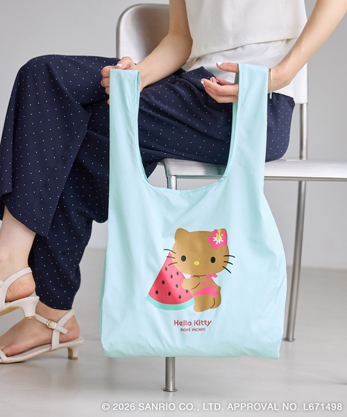 ハローキティコラボ（ハローキティコラボ）の「【サンリオキャラクターズ×ROPE' PICNIC】日焼けデザイン 折りたたみエコトートバッグ（エコバッグ/サブバッグ・レディース・ピンク系その他/ライトグリーン/イエロー系その他/ピンク/ラベンダー/サックスブルー・FREE）」の16枚目の写真