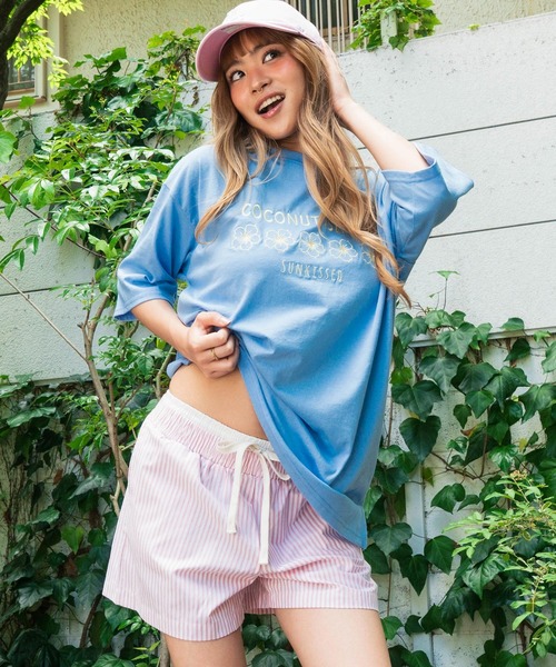 anap mimpi（アナップミンピ）の「ダブル ウエスト ストライプ ショート パンツ（その他パンツ・レディース・グリーン/ピンク・F）」の3枚目の写真