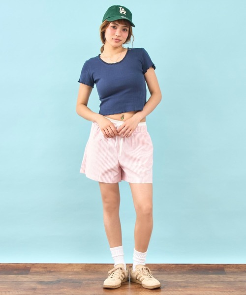 anap mimpi（アナップミンピ）の「ダブル ウエスト ストライプ ショート パンツ（その他パンツ・レディース・グリーン/ピンク・F）」の12枚目の写真