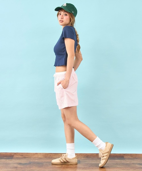 anap mimpi（アナップミンピ）の「ダブル ウエスト ストライプ ショート パンツ（その他パンツ・レディース・グリーン/ピンク・F）」の13枚目の写真