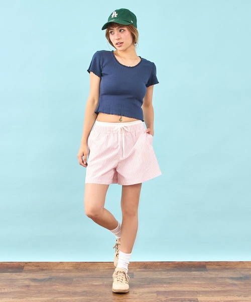 anap mimpi（アナップミンピ）の「ダブル ウエスト ストライプ ショート パンツ（その他パンツ・レディース・グリーン/ピンク・F）」の14枚目の写真