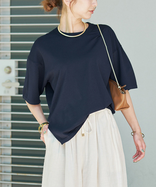 VERMEIL par iena(ヴェルメイユパーイエナ)の「《追加》ニットTシャツ(ニット/セーター・レディース・ホワイト/ネイビー/ブラウン・FREE)」の3枚目の写真