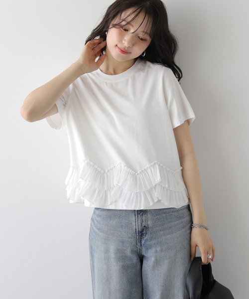 La-gemme(ラジェム)の「スカラップフリルTシャツ(Tシャツ/カットソー・レディース・ブラック/ホワイト・フリー)」の21枚目の写真