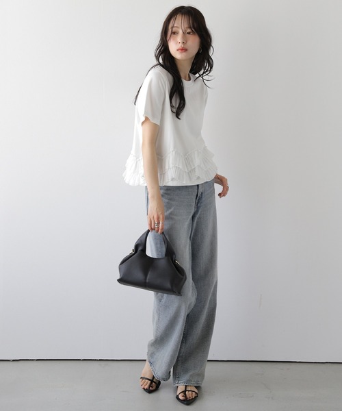 La-gemme(ラジェム)の「スカラップフリルTシャツ(Tシャツ/カットソー・レディース・ブラック/ホワイト・フリー)」の16枚目の写真