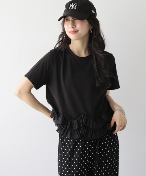 La-gemme(ラジェム)の「スカラップフリルTシャツ(Tシャツ/カットソー・レディース・ブラック/ホワイト・フリー)」の19枚目の写真