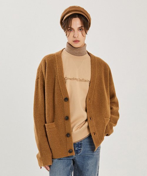 Унисекс оверсайз поло‑футболка кардиган (DK‑BEIGE) (HZAGD80‑27)