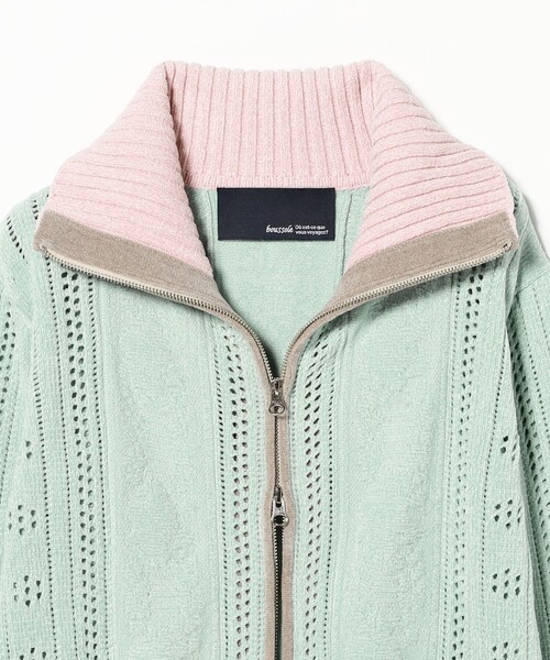 Ray BEAMS（レイビームス）の「【別注】boussole×Ray BEAMS / ジップ カーディガン（ニット/セーター・レディース・チャコールグレー/ミント・ONE SIZE）」の4枚目の写真