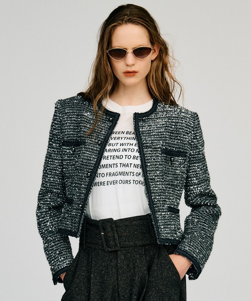 PRANK PROJECT(プランクプロジェクト)の「【2026Autumn Pre-Order】ツイードショートジャケット / Tweed Short Jacket(その他アウター・レディース・ブラック/グレー・FREE)」の1枚目の写真