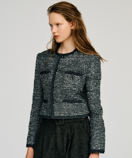 PRANK PROJECT(プランクプロジェクト)の「【2026Autumn Pre-Order】ツイードショートジャケット / Tweed Short Jacket(その他アウター・レディース・ブラック/グレー・FREE)」の4枚目の写真