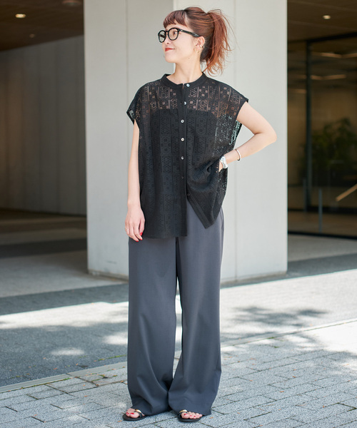 WEB限定 / 追加》PEレースフレンチスリーブシャツ（シャツ/ブラウス