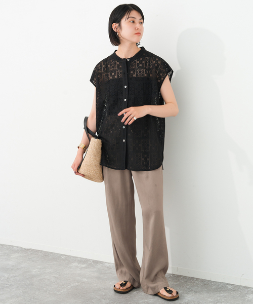 WEB限定 / 追加》PEレースフレンチスリーブシャツ（シャツ/ブラウス