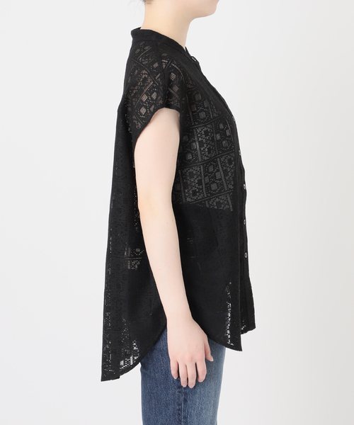Spick & Span(スピックアンドスパン)の「《WEB限定 / 追加》PEレースフレンチスリーブシャツ(シャツ/ブラウス・レディース・ブラック/ホワイト・FREE)」の8枚目の写真