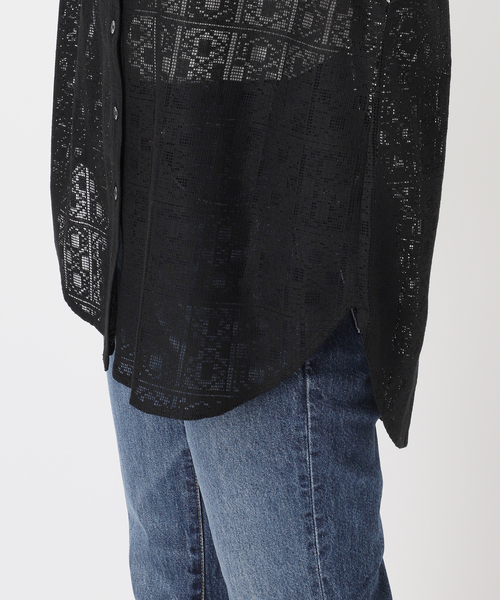 Spick & Span(スピックアンドスパン)の「《WEB限定 / 追加》PEレースフレンチスリーブシャツ(シャツ/ブラウス・レディース・ブラック/ホワイト・FREE)」の10枚目の写真