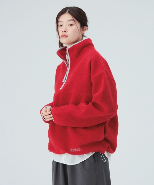 BEAMS HEART(ビームスハート)の「フリース アノラック(その他トップス・レディース・チャコールグレー/レッド/ホワイト系その他5・FREE)」の3枚目の写真