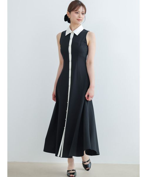SNIDEL（スナイデル）の「フロントボタンカットソーワンピース（ワンピース・レディース・ライトベージュ/マルチ/ダークブラウン・0/1）」の4枚目の写真