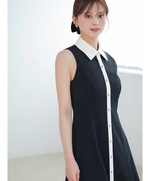 SNIDEL（スナイデル）の「フロントボタンカットソーワンピース（ワンピース・レディース・ライトベージュ/マルチ/ダークブラウン・0/1）」の5枚目の写真