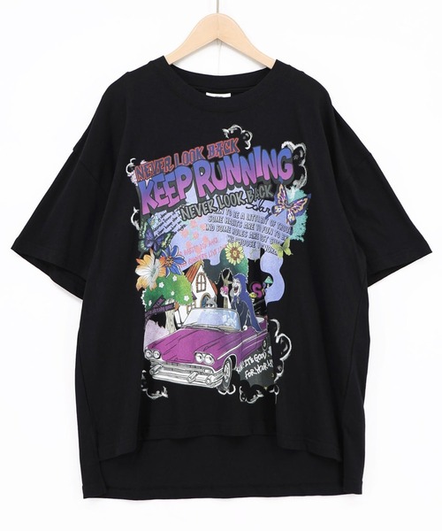ScoLar(スカラー)の「ScoLar(スカラー) ダークメルヘン柄Tシャツ(Tシャツ/カットソー・レディース・ブラック/ネイビー/グリーン/オフホワイト・MEDIUM)」の2枚目の写真