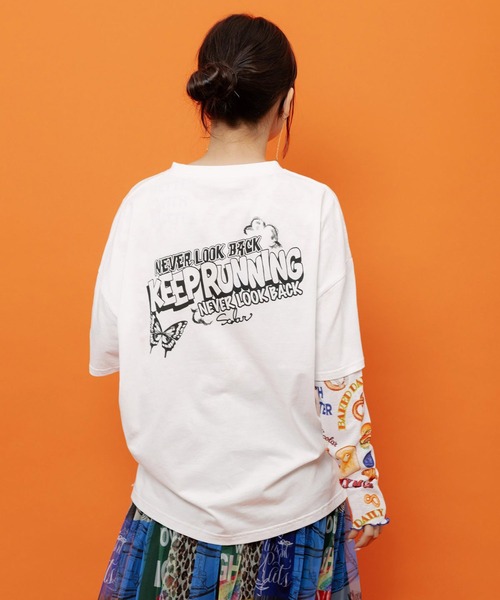ScoLar(スカラー)の「ScoLar(スカラー) ダークメルヘン柄Tシャツ(Tシャツ/カットソー・レディース・ブラック/ネイビー/グリーン/オフホワイト・MEDIUM)」の8枚目の写真