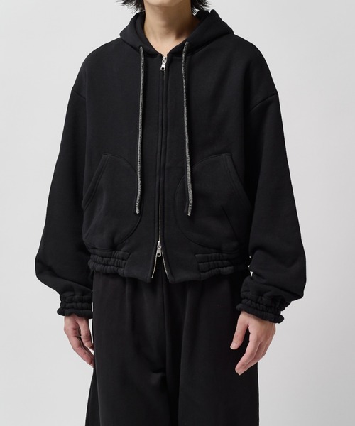 SHINYAKOZUKA(シンヤコヅカ)の「home old style zip hoodie(パーカー・メンズ・チャコールグレー/ブラック・MEDIUM/SMALL)」の4枚目の写真