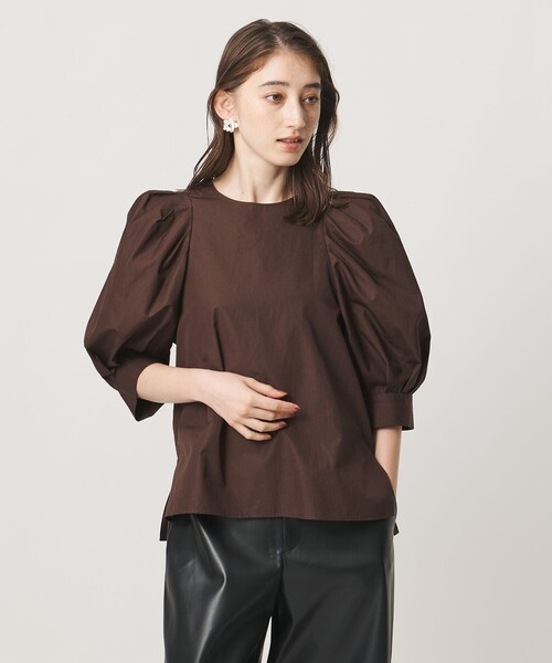 UNITED ARROWS(ユナイテッドアローズ)の「5分袖 コットン パプ ブラウス(シャツ/ブラウス・レディース・ダークブラウン/その他1・FREE)」の4枚目の写真