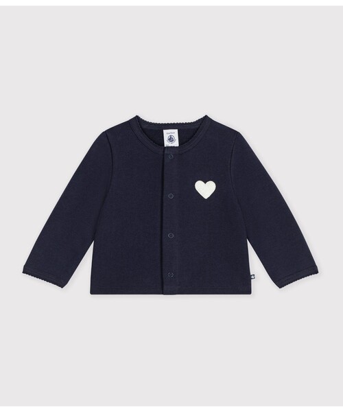 PETIT BATEAU(プチバトー)の「ポワンココットカーディガン(カーディガン/ボレロ・キッズ・ネイビー・18MONTH/12MONTH/24MONTH/36MONTH)」の1枚目の写真
