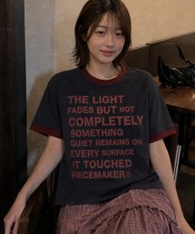レタリングリングセミクロップ半袖Tシャツ(ネイビー)
