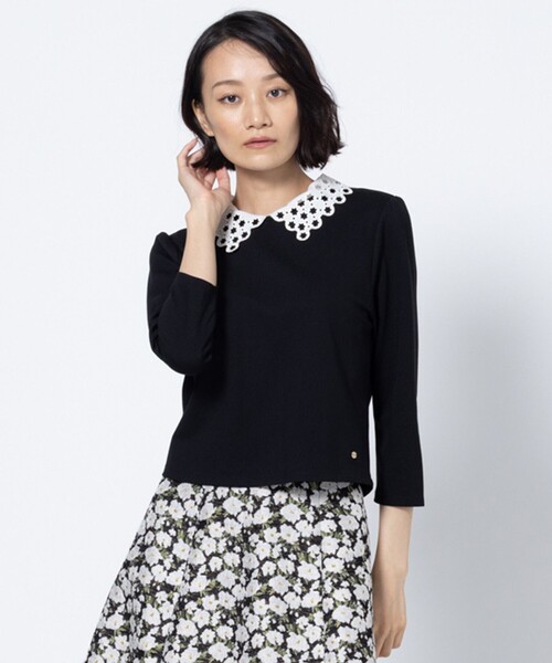 TOCCA(トッカ)の「DOT COLLAR TOPS カットソー(Tシャツ/カットソー・レディース・アイボリー系/ブラック系・MEDIUM/SMALL)」の2枚目の写真