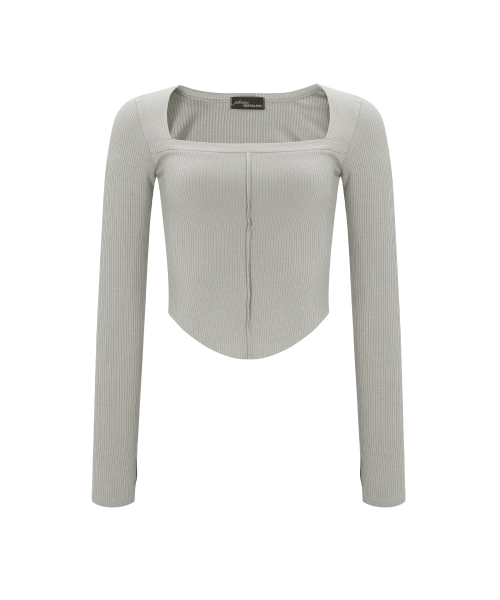 PLEASENOFOLLOW(プリーズノーフォロー)の「26SS Barbie Squareneck Long Sleeve Top (Mocha Grey)(Tシャツ/カットソー・レディース・その他・FREE)」の2枚目の写真