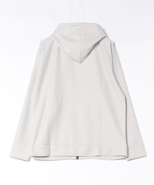 m.f.editorial(エムエフエディトリアル)の「フルジップ パーカー メンズ 長袖 ストレッチ ハニカム ジャガード フーディー(パーカー・メンズ・ライトグレー/グレー系その他2・MEDIUM/LARGE/X-LARGE)」の3枚目の写真