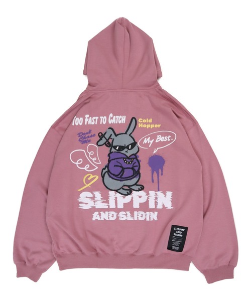 Ha-Li-C STORE(ハリックストア)の「ウサギ ラクガキジップパーカー(パーカー・メンズ・ピンク系その他/ライトグレー/ブラック・MEDIUM/LARGE/X-LARGE)」の2枚目の写真