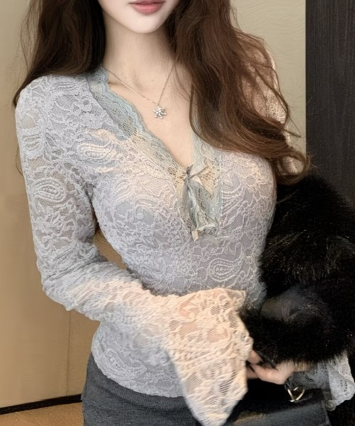 ViViDAY(ビビデー)の「フロントリボン レートカットソー(Tシャツ/カットソー・レディース・グレー/アイボリー・M)」の10枚目の写真