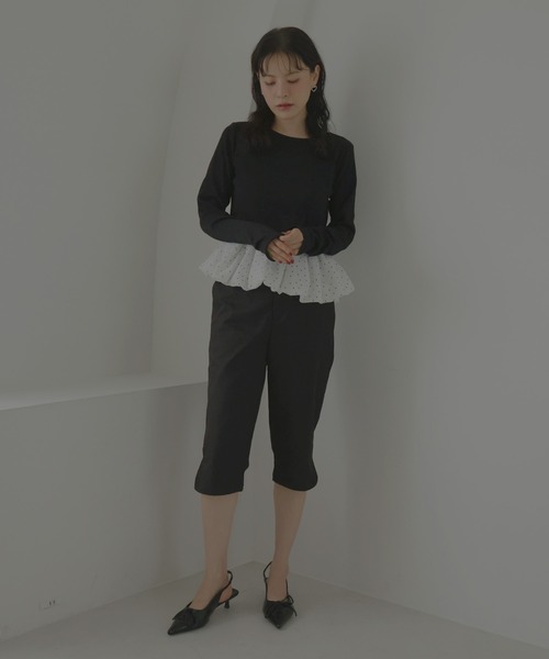 Mili affinity（ミリアフィニティー）の「ペプラム長袖リブトップス（Tシャツ/カットソー・レディース・ドット/ブラウン系その他/ブラック×ブラック/ホワイト系その他/ブラック×ホワイト・FREE）」の17枚目の写真