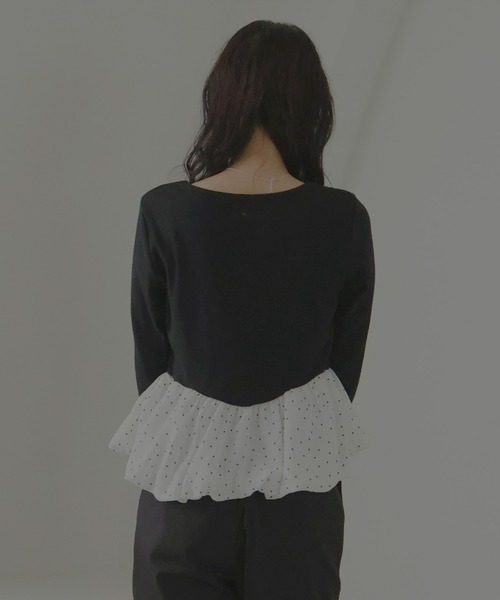 Mili affinity（ミリアフィニティー）の「ペプラム長袖リブトップス（Tシャツ/カットソー・レディース・ドット/ブラウン系その他/ブラック×ブラック/ホワイト系その他/ブラック×ホワイト・FREE）」の19枚目の写真