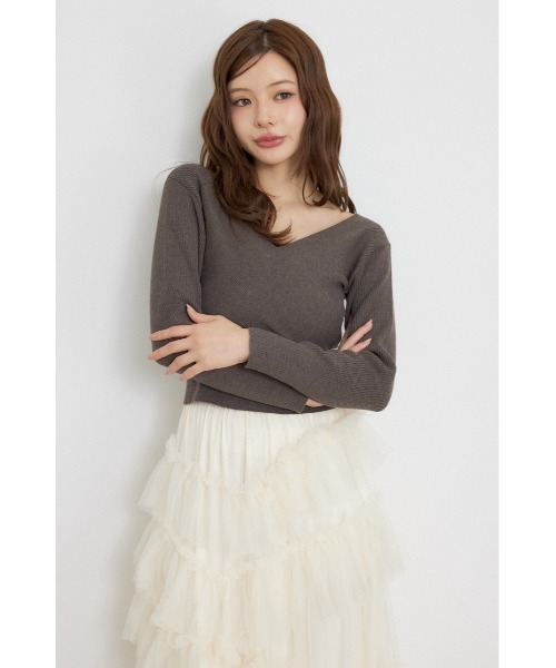 rienda(リエンダ)の「カシュクール2WAYウォッシャブルニットトップス 秋服 冬服(ニット/セーター・レディース・ブラウン/ブラック/ホワイト/ダークパープル・FREE)」の20枚目の写真