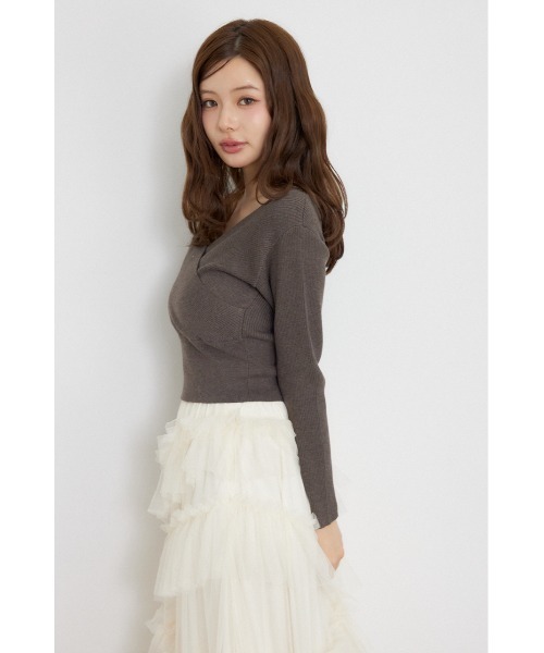 rienda(リエンダ)の「カシュクール2WAYウォッシャブルニットトップス 秋服 冬服(ニット/セーター・レディース・ブラウン/ブラック/ホワイト/ダークパープル・FREE)」の21枚目の写真