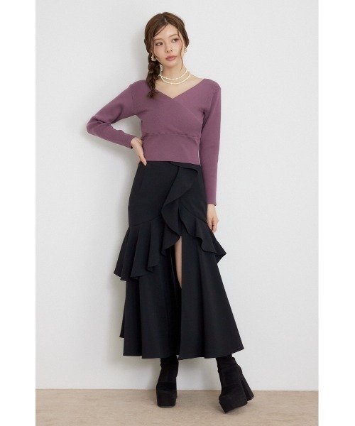 rienda(リエンダ)の「カシュクール2WAYウォッシャブルニットトップス 秋服 冬服(ニット/セーター・レディース・ブラウン/ブラック/ホワイト/ダークパープル・FREE)」の7枚目の写真