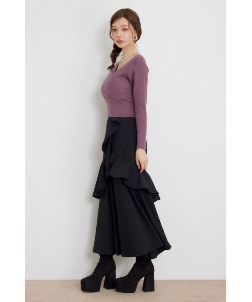 rienda(リエンダ)の「カシュクール2WAYウォッシャブルニットトップス 秋服 冬服(ニット/セーター・レディース・ブラウン/ブラック/ホワイト/ダークパープル・FREE)」の8枚目の写真