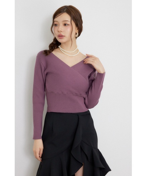 rienda(リエンダ)の「カシュクール2WAYウォッシャブルニットトップス 秋服 冬服(ニット/セーター・レディース・ブラウン/ブラック/ホワイト/ダークパープル・FREE)」の10枚目の写真