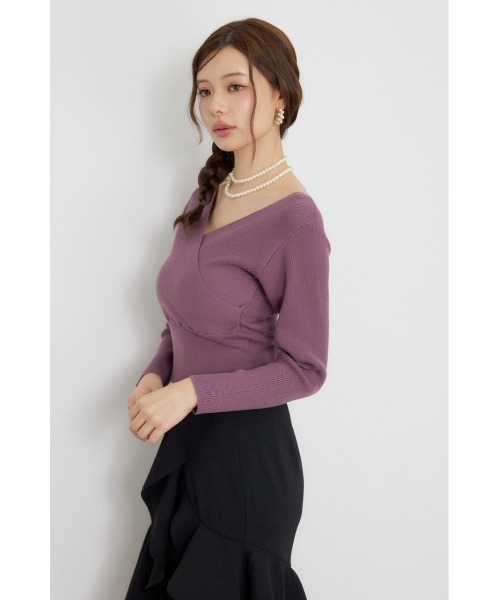 rienda(リエンダ)の「カシュクール2WAYウォッシャブルニットトップス 秋服 冬服(ニット/セーター・レディース・ブラウン/ブラック/ホワイト/ダークパープル・FREE)」の11枚目の写真