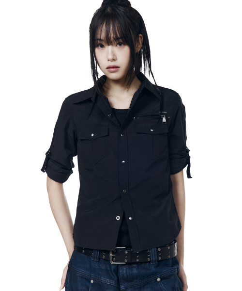 AAKAM（アーカム）の「Roll-Up Nylon Safari Shirts (Black)（シャツ/ブラウス・レディース・その他・1/2）」の3枚目の写真