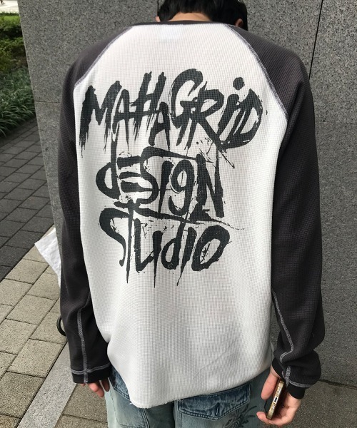 mahagrid/マハグリット』SLASH LOGO WAFFLE RAGLAN LONG SLEEVE TEE