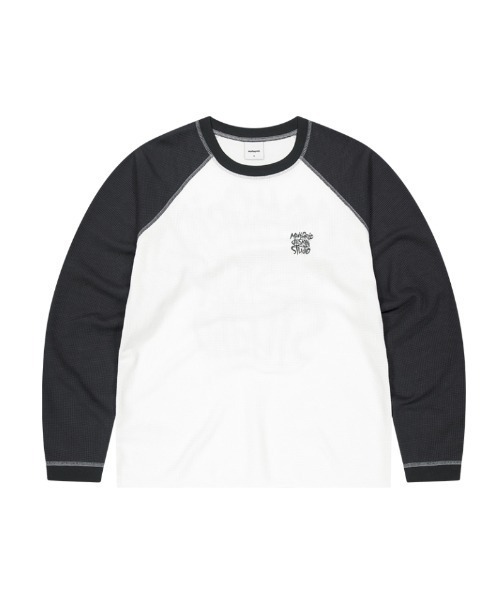 mahagrid/マハグリット』SLASH LOGO WAFFLE RAGLAN LONG SLEEVE TEE