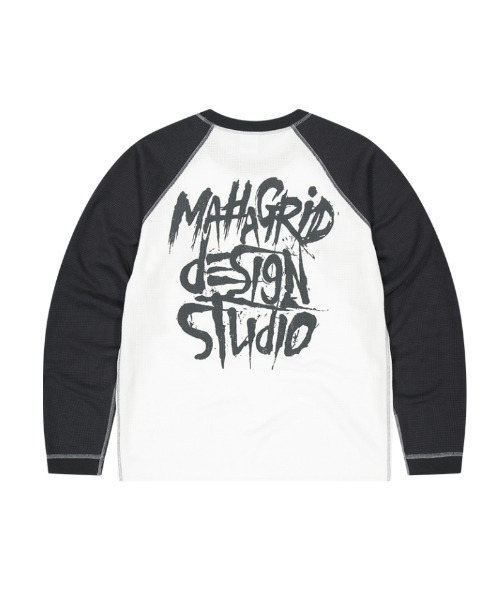 mahagrid/マハグリット』SLASH LOGO WAFFLE RAGLAN LONG SLEEVE TEE