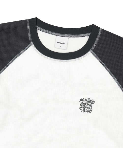 mahagrid/マハグリット』SLASH LOGO WAFFLE RAGLAN LONG SLEEVE TEE