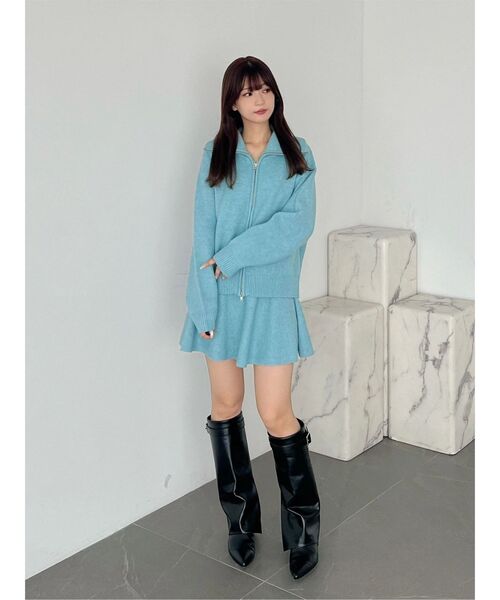 MERCURYDUO(マーキュリーデュオ)の「メランジZIPニットセットアップ(ワンピース・レディース・チャコールグレー/ブルー/アイボリー・FREE)」の21枚目の写真