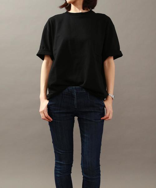 BEAUTY&YOUTH UNITED ARROWS（ビューティーアンドユースユナイテッドアローズ）の「BY ∴ ニットカラー フォルム カットソー◆（Tシャツ/カットソー・メンズ・ブラック/オリーブ/ネイビー・MEDIUM/LARGE/SMALL/X-LARGE）」の6枚目の写真