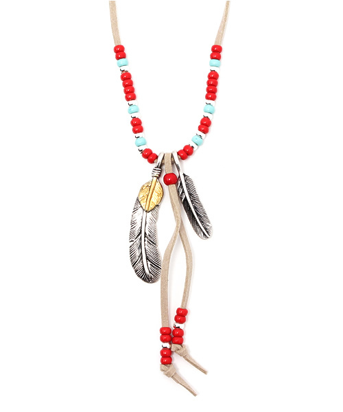 RAGEBLUE（レイジブルー）の「コンビフェザーネックレス2/ 728148（ネックレス・メンズ・ベージュ/ブラック/ダークブラウン・FREE）」の3枚目の写真