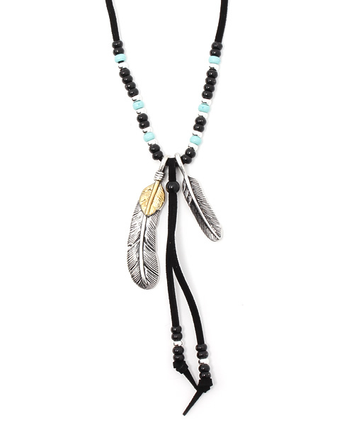 RAGEBLUE（レイジブルー）の「コンビフェザーネックレス2/ 728148（ネックレス・メンズ・ベージュ/ブラック/ダークブラウン・FREE）」の2枚目の写真